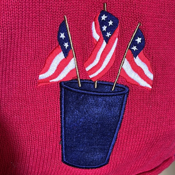 Vintage QUACKER FACTORY Size Large 4th Of July America USA Cardigan Cotton Ramie - Picture 6 of 13